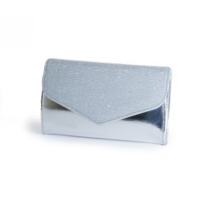 Pouchette vernice e glitter in argento
